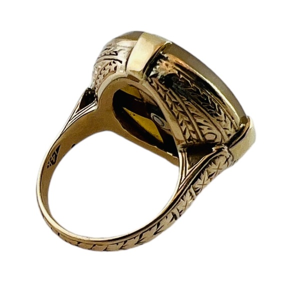 Vintage 14K Yellow Gold Round Black Onyx Seed Pearl Ring #16001 - Picture 4 of 11